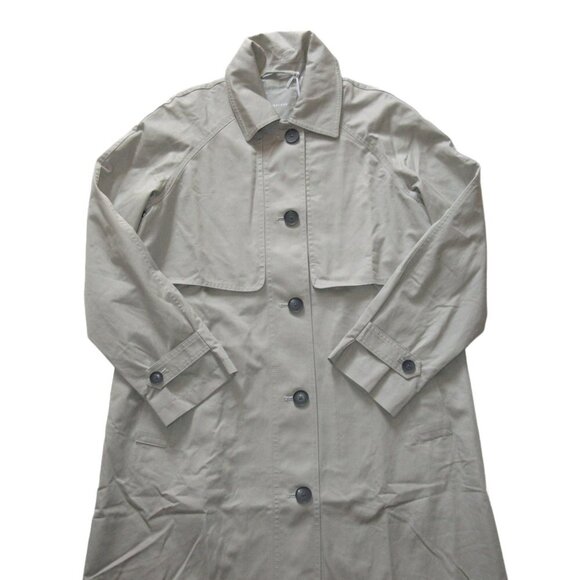 NWT Everlane The Long Mac Coat in Stone Light Khaki Twill Cotton Maxi Trench - Picture 3 of 9